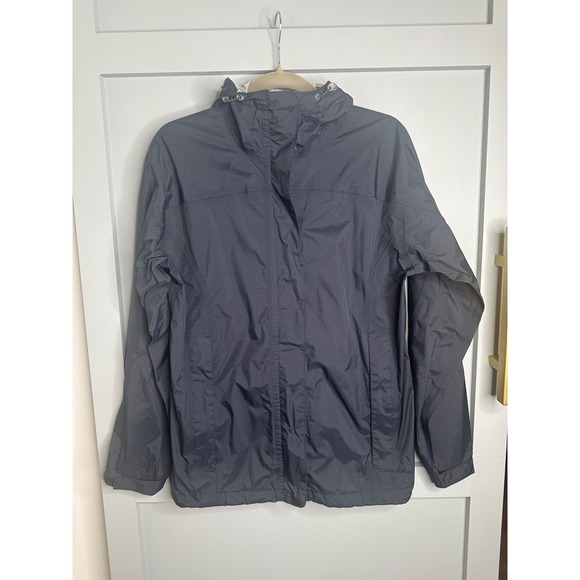 LL Bean Women's Rain Jacket Full Zip Hooded Lightweight Gray Coat Size Small‎